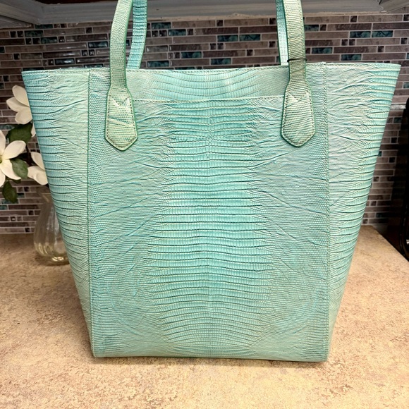 NWT Brahmin JaydenTurquoise lizard large tote purse - Picture 3 of 7